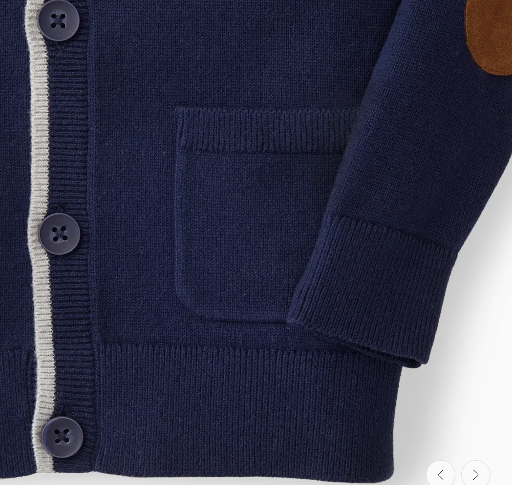 Tipped Organic Cardigan with Elbow Patches