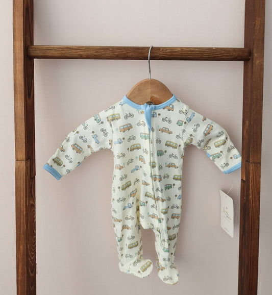 Luna and Arlo - On the Move Zip Footie - Olive Sprout Kids