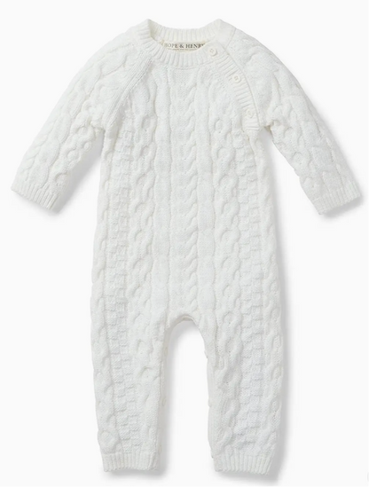 Organic Cable Knit Sweater Romper - Olive Sprout Kids