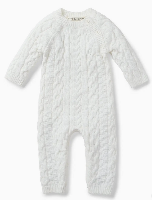 Organic Cable Knit Sweater Romper - Olive Sprout Kids