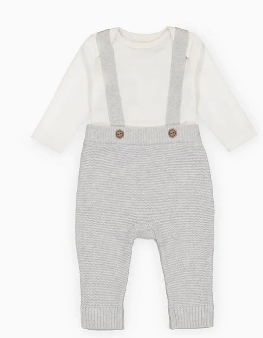 Rib Bodysuit and Sweater Overall Set - Olive Sprout Kids