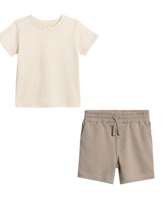 the con cream taupe toddler adventure outfit – Olive Sprout Kids
